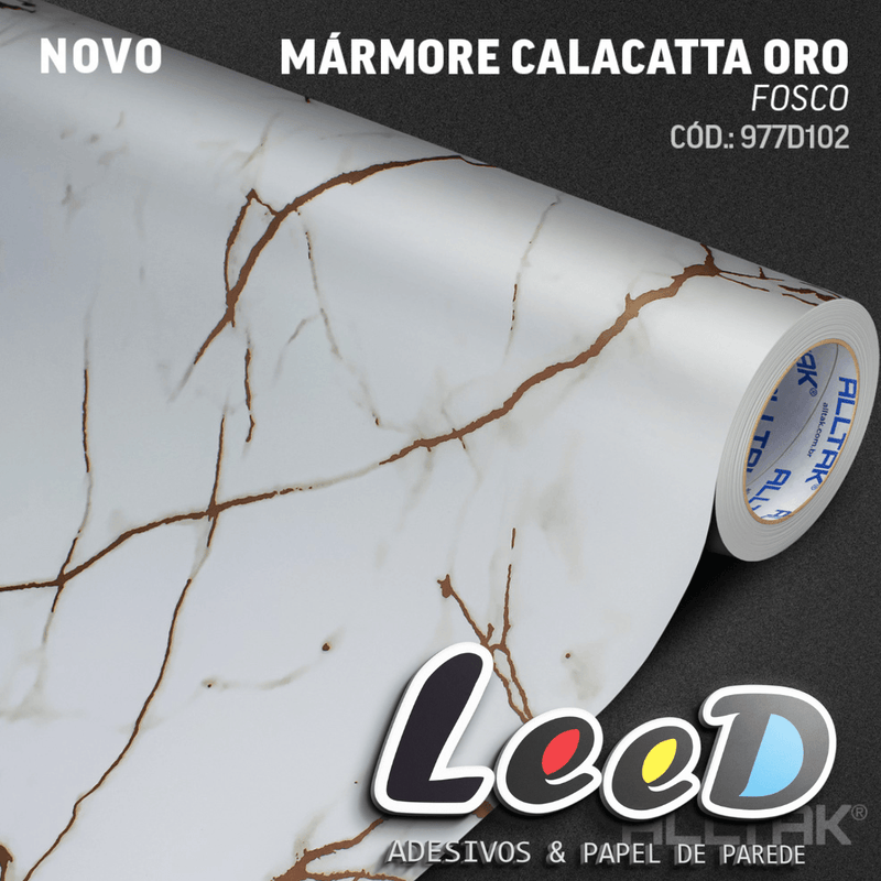 Mármore Calacatta Oro Fosco Adesivo Decorativo (Largura 1,22cm) venda por metro - Leed Adesivos