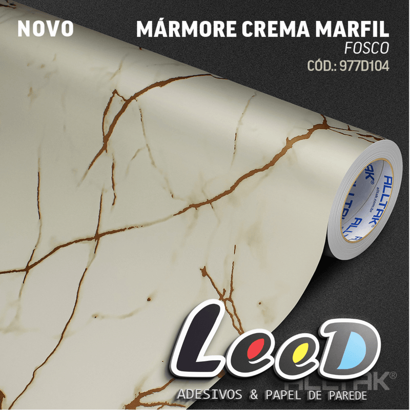 Mármore Crema Marfil Fosco Adesivo Decorativo (Largura 1,22cm) venda por metro - Leed Adesivos