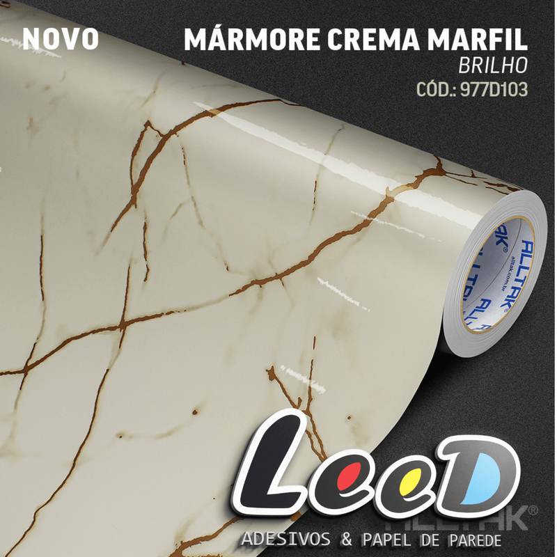 Mármore Crema Marfil Brilho Adesivo Decorativo (Largura 1,22cm) venda por metro - Leed Adesivos