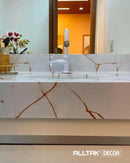 Mármore Calacatta Oro Brilho Adesivo Decorativo (Largura 1,22cm) venda por metro - Leed Adesivos