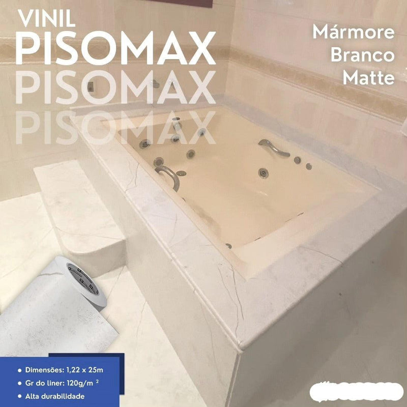 Pisomax Mármore Branco Marquina Matte Adesivo decorativo - (Largura 122cm) – venda por metro - Leed Adesivos