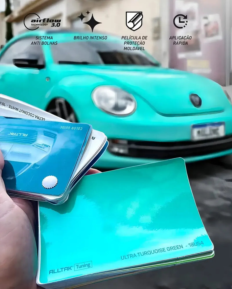 Adesivo Automotivo Ultra Turquesa Green – Vinil Brilho (138cm de Largura | Venda por Metro)