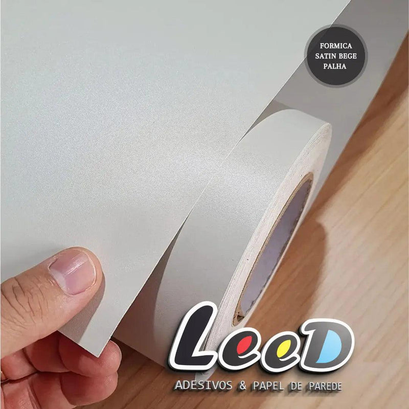 Fórmica Satin Bege Palha Adesivo Decorativo (Largura 122cm) venda por metro - Leed Adesivos