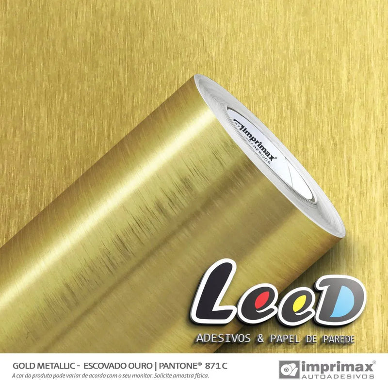 Vinil Decorativo Gold Metallic Ouro - Acabamento Metalizado Premium | Largura 1,22m | Venda por Metro