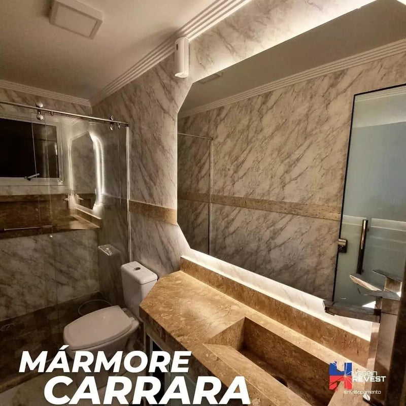 Mármore Carrara Adesivo Decorativo (Largura 1,22cm) venda por metro - Leed Adesivos