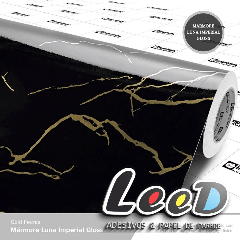 Mármore Luna Imperial Gloss Adesivo Decorativo (Largura 1,22cm) venda por metro - Leed Adesivos