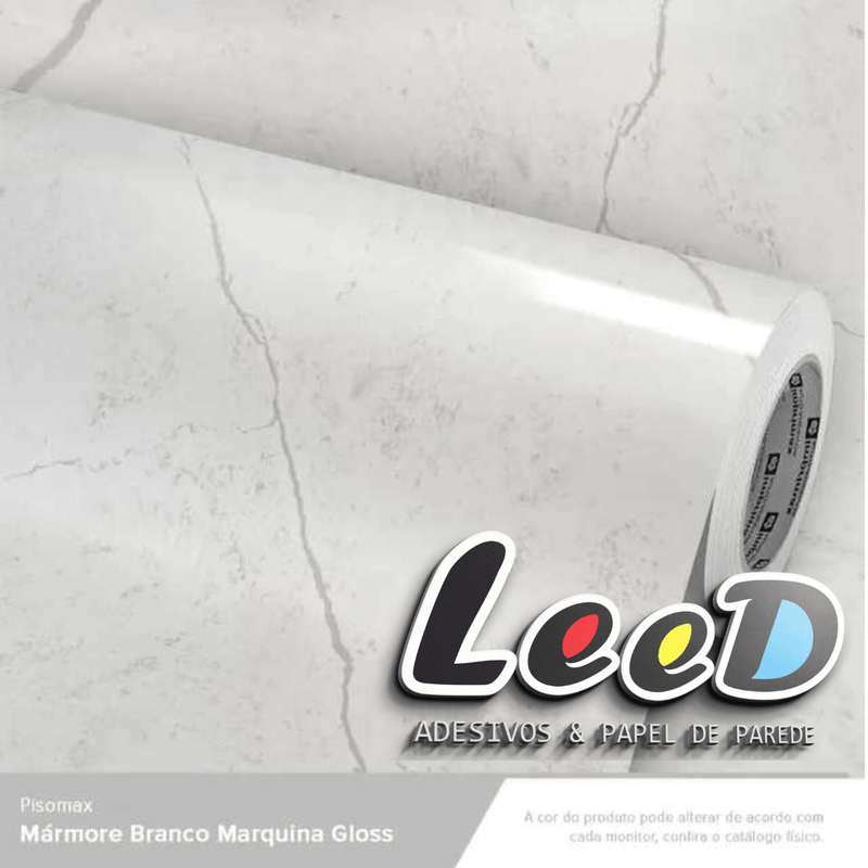 Pisomax Mármore Branco Marquina Gloss Adesivo decorativo - (Largura 122cm) – venda por metro - Leed Adesivos