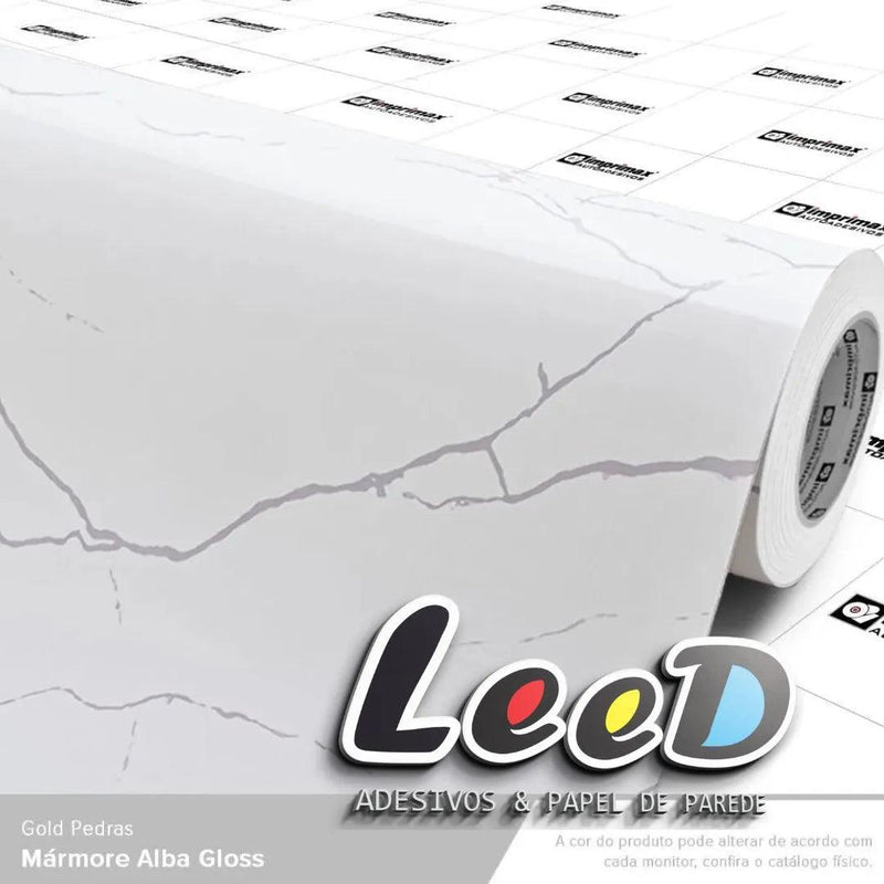 Pedra Mármore Alba Gloss Adesivo Decorativo (Largura 1,22cm) venda por metro - Leed Adesivos