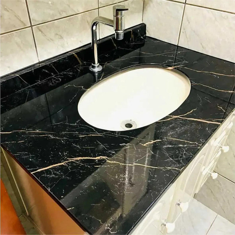 Mármore Marquina Brilho Adesivo Decorativo (Largura 1,22cm) venda por metro - Leed Adesivos