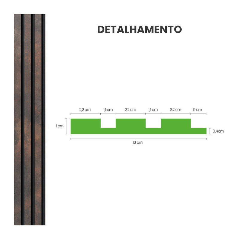 Painel Ripado Laminado de EVA Autocolante | Linha Urban Corten ROLO DE 10 METROS - Leed Adesivos