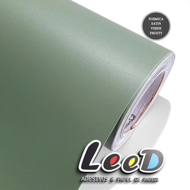 Papel de Parede Adesivo Fórmica Satin Verde Frosty – Vinílico Lavável (122cm de Largura | Venda por Metro)
